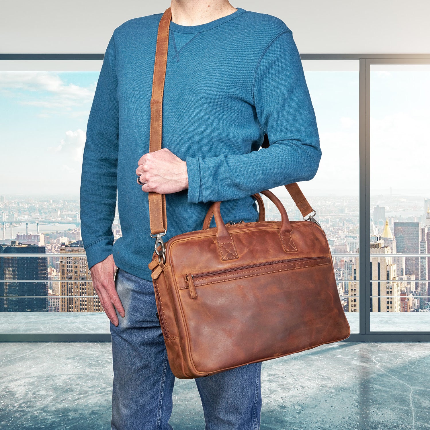 Concealed carry shop leather briefcase