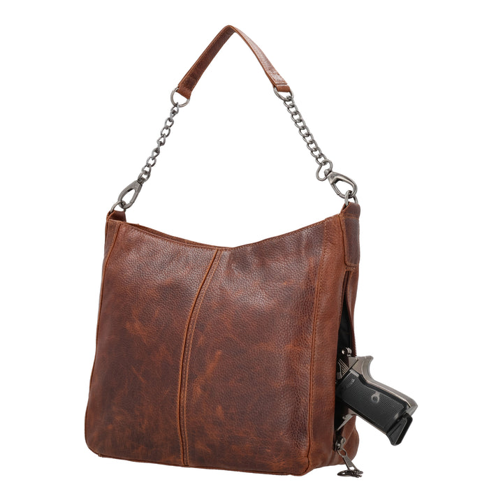 Ava Leather Hobo | Concealed Carry Leather Shoulder Bag or Crossbody Bag | Locking Exterior Pocket | Genuine Buffalo Leather