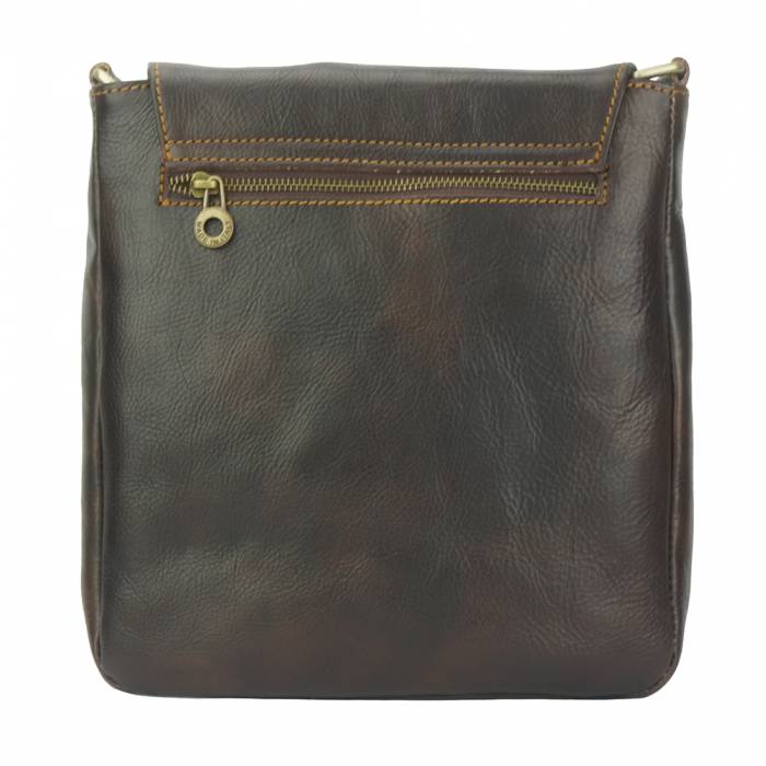 Italian Leather 'Vera Pelle' Messenger Bag for Men, Compact