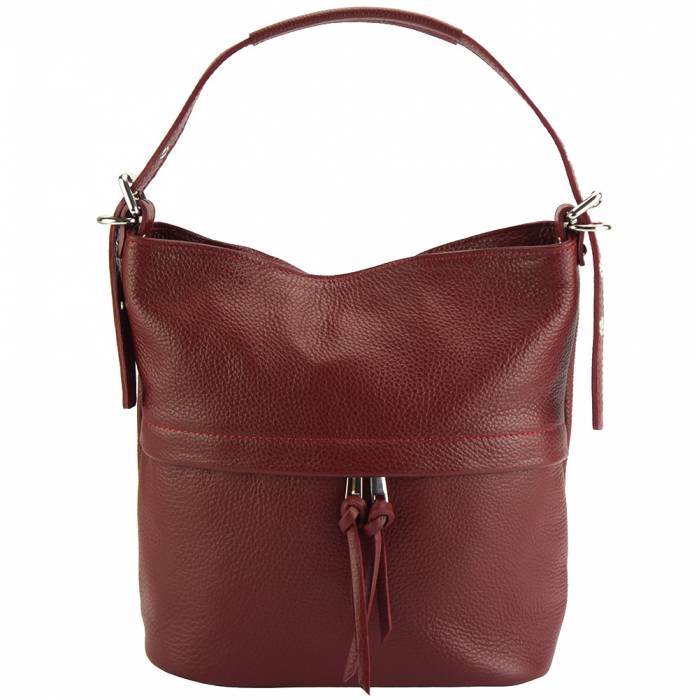 Vera Pelle Red Italian Leather Bucket hot Bag