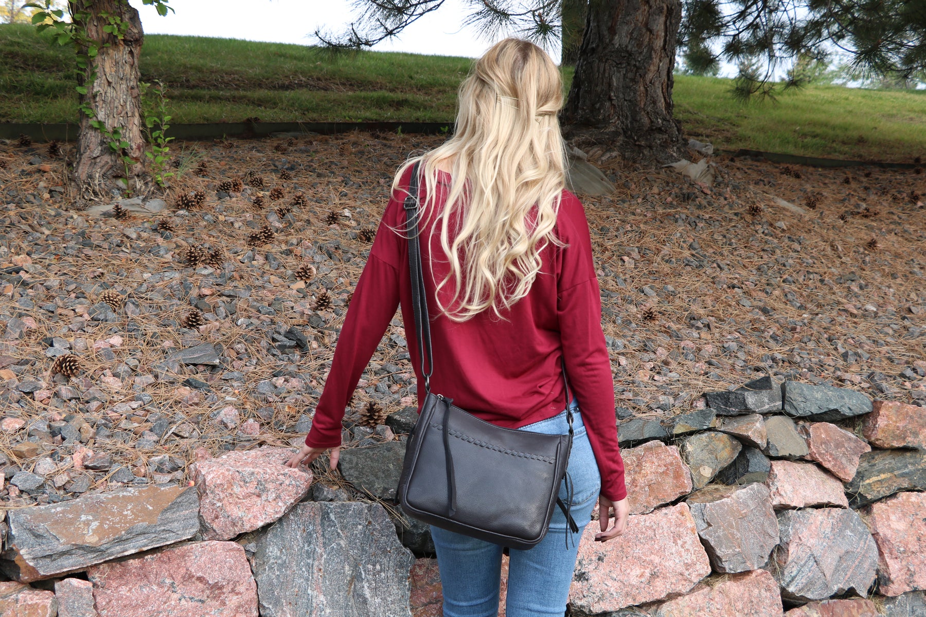 Concealed Carry Brynn Arched Leather Crossbody