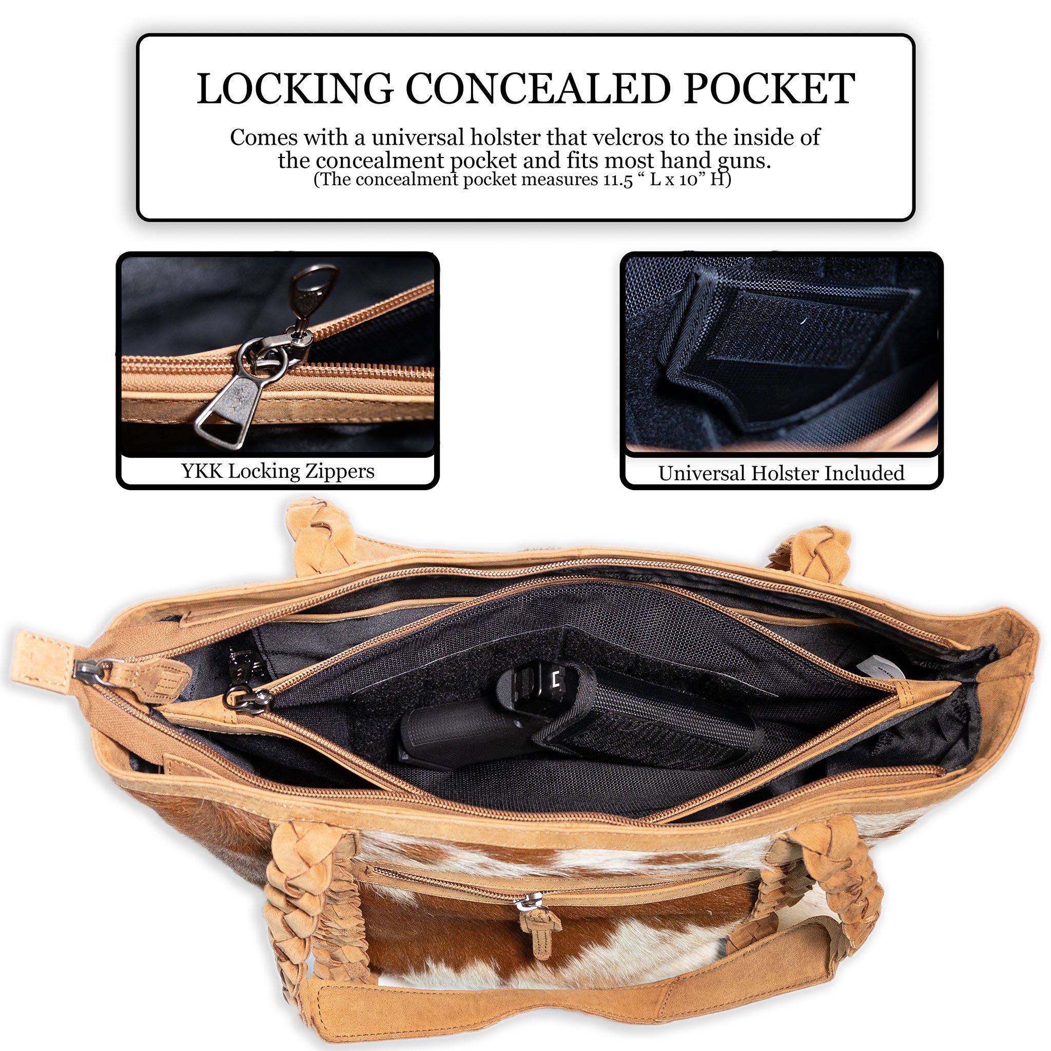 Concealed carry purse shop with locking zipper